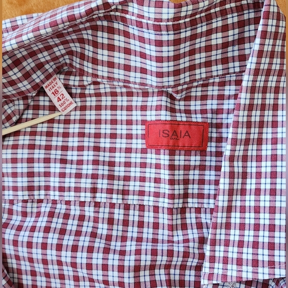 Isaia 42/16.5 red/white plaid - Picture 2 of 3